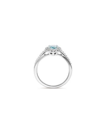 Halo Ring with Aquamarine & 0.29 Carat TW of Diamonds in 10kt White Gold Halo Ring with Aquamarine & 0.29 Carat TW of Diamonds in 10kt White Gold