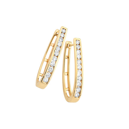 Huggie Earrings with 1 Carat TW of Diamonds in 10ct Yellow Gold