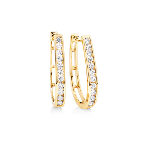 Huggie Earrings with 1 Carat TW of Diamonds in 10ct Yellow Gold Huggie Earrings with 1 Carat TW of Diamonds in 10ct Yellow Gold