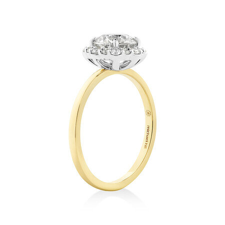Southern Star Halo Engagement Ring with 1.45 Carat TW of Diamonds in 18kt Yellow & White Gold Southern Star Halo Engagement Ring with 1.45 Carat TW of Diamonds in 18kt Yellow & White Gold