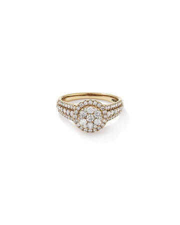 Round Halo Ring with 1.0 Carat TW of Diamonds in 10kt Yellow Gold Round Halo Ring with 1.0 Carat TW of Diamonds in 10kt Yellow Gold