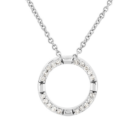 Circle Pendant with Diamonds in Sterling Silver Circle Pendant with Diamonds in Sterling Silver