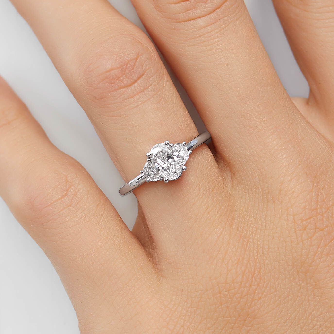 Sir Michael Hill Designer Three Stone Oval Engagement Ring with 1.04 Carat TW of Diamond in 18ct White Gold