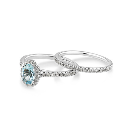 Bridal Set with 0.50 Carat TW of Diamonds & Aquamarine in 14kt White Gold Bridal Set with 0.50 Carat TW of Diamonds & Aquamarine in 14kt White Gold