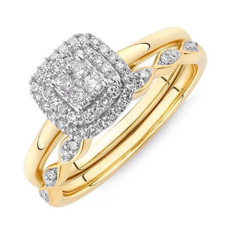 Evermore Bridal Set with 0.25 Carat TW of Diamonds in 10ct Yellow & White Gold Evermore Bridal Set with 0.25 Carat TW of Diamonds in 10ct Yellow & White Gold