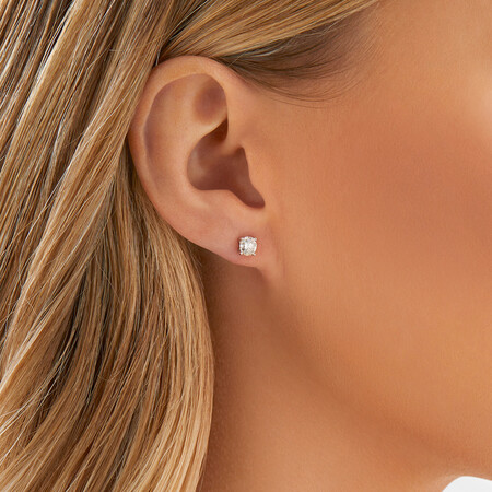 Stud Earrings with 1 Carat TW of Diamonds in 14ct White Gold Stud Earrings with 1 Carat TW of Diamonds in 14ct White Gold