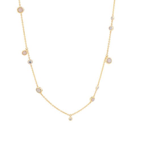 Necklace with Opal & 0.15 Carat TW of Diamonds in 10kt Yellow Gold Necklace with Opal & 0.15 Carat TW of Diamonds in 10kt Yellow Gold