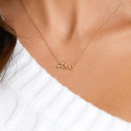 Love Necklace with Diamond in 10kt Yellow Gold Love Necklace with Diamond in 10kt Yellow Gold