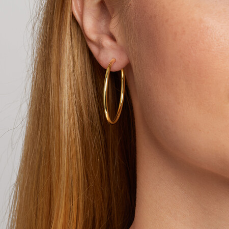 35mm Flexible Clasp Hoop Earrings in 10ct Yellow Gold 35mm Flexible Clasp Hoop Earrings in 10ct Yellow Gold