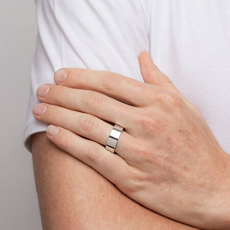 Flat Wedding Band in 10kt White Gold Flat Wedding Band in 10kt White Gold