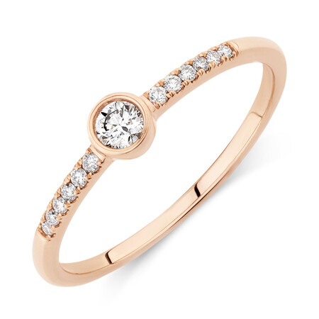 Promise Ring with 0.16 Carat TW of Diamonds in 10ct Rose Gold Promise Ring with 0.16 Carat TW of Diamonds in 10ct Rose Gold