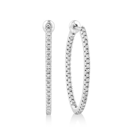 Oval Shape Hoop Earrings with 0.50ct TW of Diamonds in 10ct White Gold Oval Shape Hoop Earrings with 0.50ct TW of Diamonds in 10ct White Gold