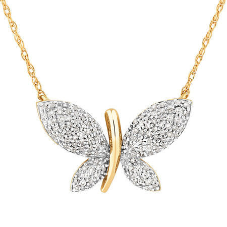 Butterfly pendant with 0.20 Carat TW Diamonds in 10ct Yellow Gold Butterfly pendant with 0.20 Carat TW Diamonds in 10ct Yellow Gold