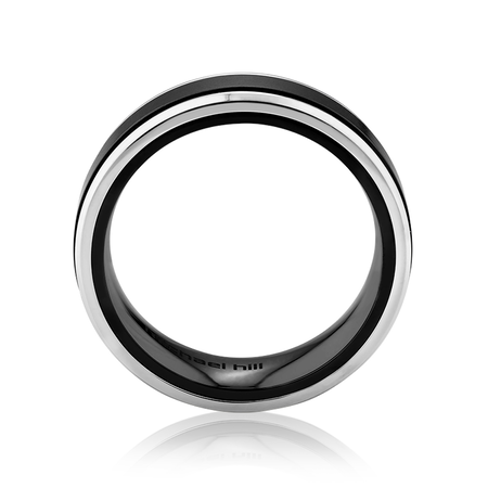 7mm Ring in 10kt White Gold & Black Titanium 7mm Ring in 10kt White Gold & Black Titanium