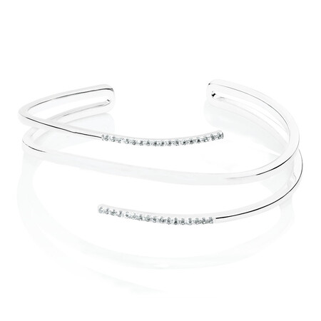 Cuff Bangle with Cubic Zirconia in Sterling Silver Cuff Bangle with Cubic Zirconia in Sterling Silver