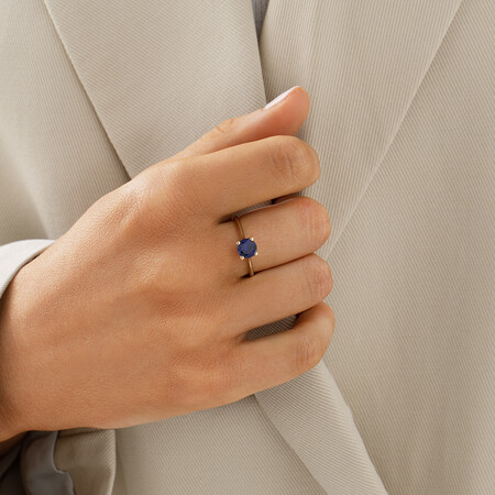 Ring with Created Sapphire in 10ct Yellow Gold Ring with Created Sapphire in 10ct Yellow Gold