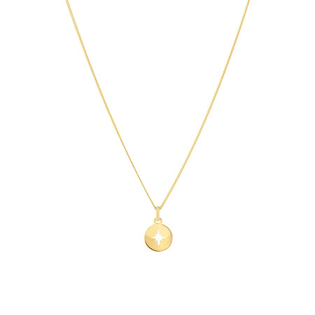 North Star Disc Pendant In 10ct Yellow Gold North Star Disc Pendant In 10ct Yellow Gold