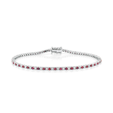 Tennis Bracelet with Ruby & 1 Carat TW of Diamonds in 10kt White Gold Tennis Bracelet with Ruby & 1 Carat TW of Diamonds in 10kt White Gold