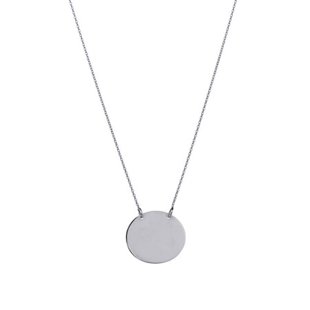Oval Disc Necklace in 10ct White Gold Oval Disc Necklace in 10ct White Gold