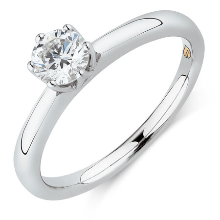 Whitefire Solitaire Engagement Ring with a 1/2 Carat TW Diamond in 18ct White & 22ct Yellow Gold Whitefire Solitaire Engagement Ring with a 1/2 Carat TW Diamond in 18ct White & 22ct Yellow Gold