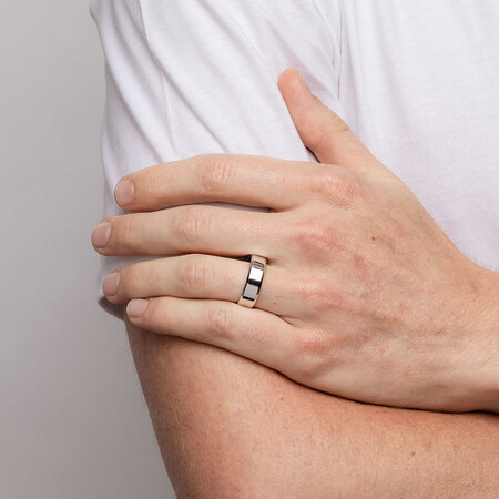 Flat Bevelled Wedding Band in 10ct White Gold Flat Bevelled Wedding Band in 10ct White Gold