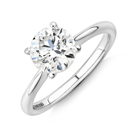 Evermore Certified Solitaire Engagement Ring with 1.50 Carat TW Diamond in 14kt White Gold