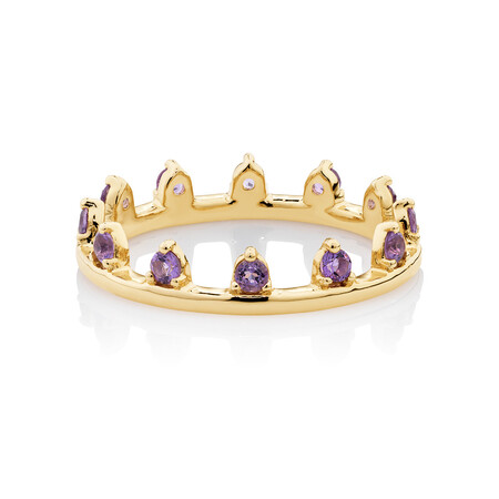 Zipper Ring with Natural Amethyst in 10ct Yellow Gold Zipper Ring with Natural Amethyst in 10ct Yellow Gold