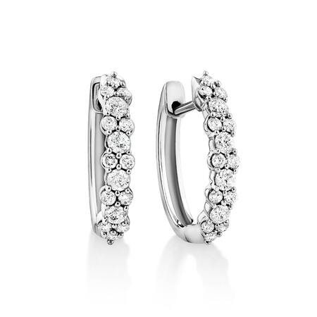 Huggie Earrings with 0.50 Carat TW of Diamonds in 10kt White Gold