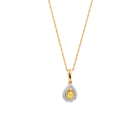 Pendant with 1/5 Carat TW of Natural Yellow & White Diamonds in 10ct Yellow Gold Pendant with 1/5 Carat TW of Natural Yellow & White Diamonds in 10ct Yellow Gold