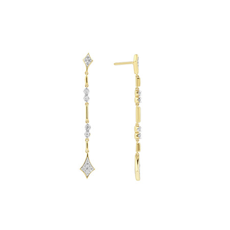 Drop Earrings with 0.16 Carat TW of Diamonds in 10kt Yellow Gold Drop Earrings with 0.16 Carat TW of Diamonds in 10kt Yellow Gold