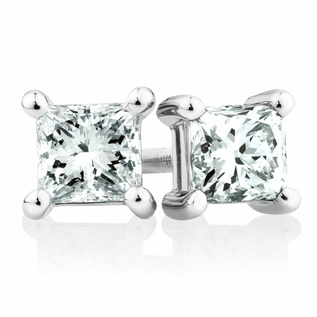 Stud Earrings with 1 Carat TW of Diamonds in 18kt White Gold