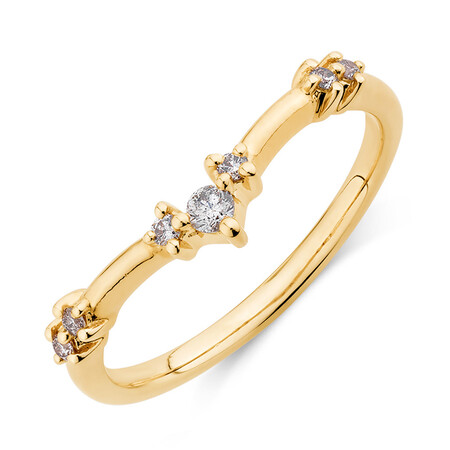 Chevron Stacker Ring with 0.12 Carat TW of Diamonds in 10kt Yellow Gold Chevron Stacker Ring with 0.12 Carat TW of Diamonds in 10kt Yellow Gold