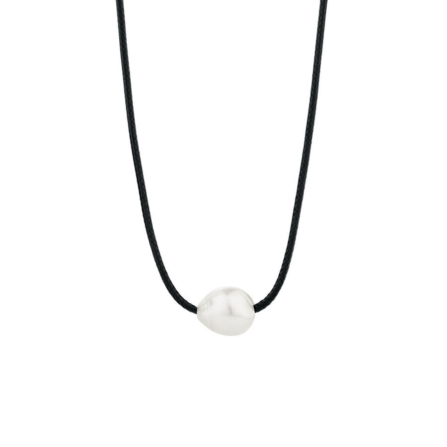 Adjustable Black Cord Necklace with Cultured Freshwater Pearl