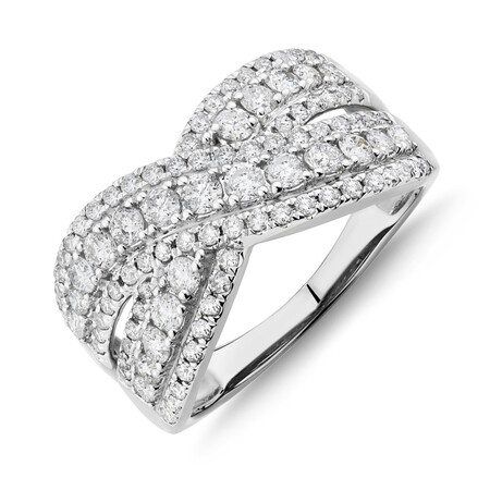 Crossover Ring With 1.25 Carat TW of Diamonds In 10ct White Gold Crossover Ring With 1.25 Carat TW of Diamonds In 10ct White Gold