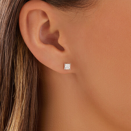 Stud Earrings with Cubic Zirconia in Sterling Silver Stud Earrings with Cubic Zirconia in Sterling Silver