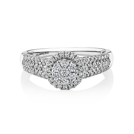 Round Halo Ring with 0.50 Carat TW of Diamonds in 10kt White Gold Round Halo Ring with 0.50 Carat TW of Diamonds in 10kt White Gold