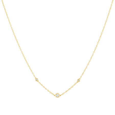 Necklace with 0.10 Carat TW of Diamonds in 10kt Yellow Gold Necklace with 0.10 Carat TW of Diamonds in 10kt Yellow Gold