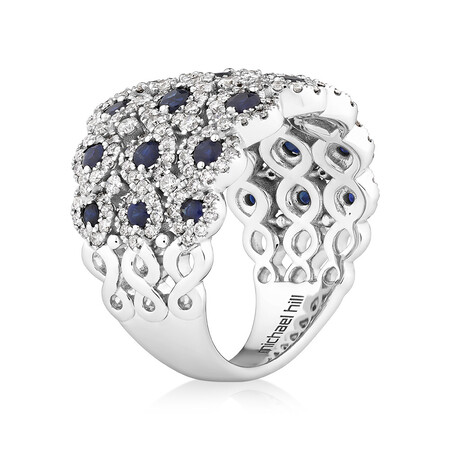 Ring with Sapphire & 1 1/4 Carat TW of Diamonds in 14kt White Gold Ring with Sapphire & 1 1/4 Carat TW of Diamonds in 14kt White Gold