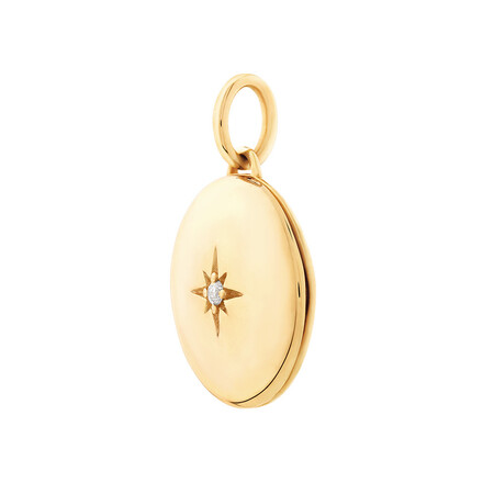Round Locket with Diamond in 10kt Yellow Gold Round Locket with Diamond in 10kt Yellow Gold