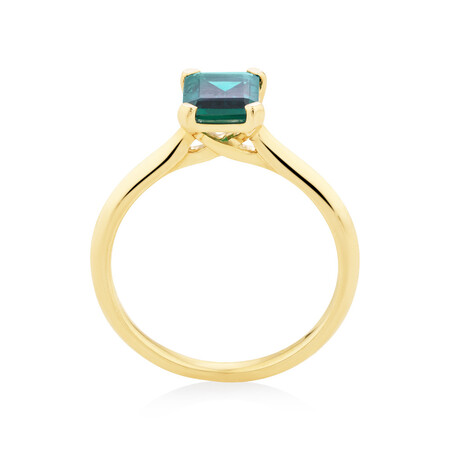 Ring With Laboratory Created Emerald In 10kt Yellow Gold Ring With Laboratory Created Emerald In 10kt Yellow Gold