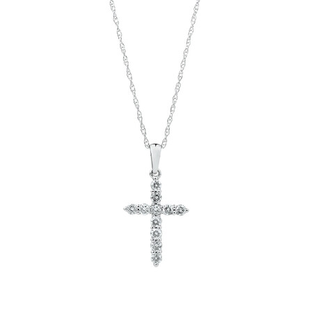 Cross Pendant with 0.25 Carat TW of Diamonds in 10ct White Gold Cross Pendant with 0.25 Carat TW of Diamonds in 10ct White Gold