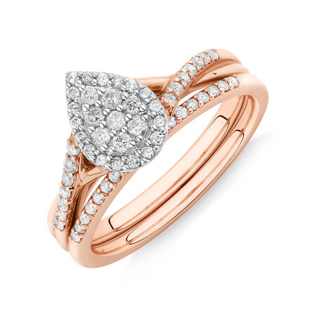 Evermore Bridal Set with 0.38 Carat TW of Diamonds in 10kt Rose & White Gold