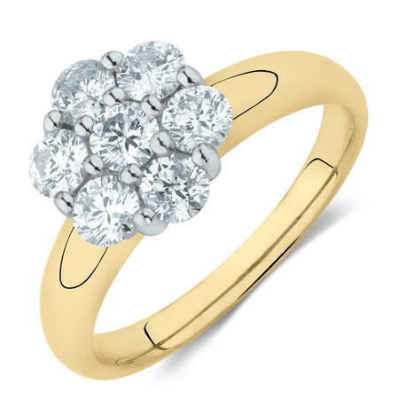 Engagement Ring with 1 Carat TW of Diamonds in 14ct Yellow & White Gold Engagement Ring with 1 Carat TW of Diamonds in 14ct Yellow & White Gold