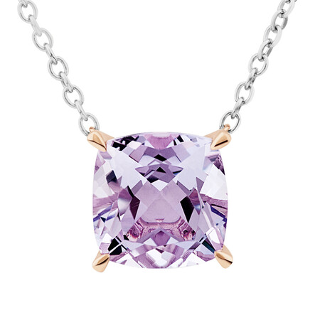 Necklace with Rose Amethyst in Sterling Silver & 10kt Rose Gold Necklace with Rose Amethyst in Sterling Silver & 10kt Rose Gold