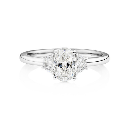 Sir Michael Hill Designer Three Stone Oval Engagement Ring with 1.04 Carat TW of Diamond in 18kt White Gold Sir Michael Hill Designer Three Stone Oval Engagement Ring with 1.04 Carat TW of Diamond in 18kt White Gold