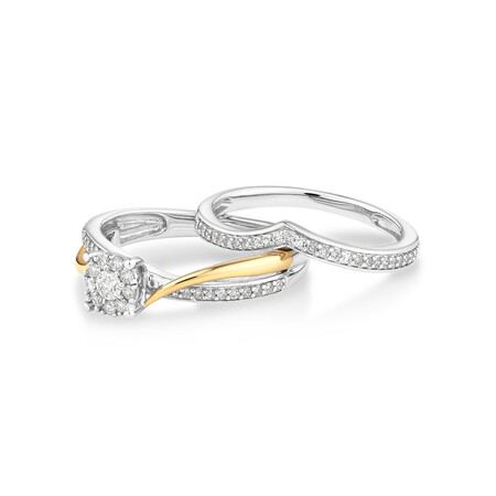 Bridal Set with 0.33 Carat TW of Diamonds in 10ct White & Yellow Gold Bridal Set with 0.33 Carat TW of Diamonds in 10ct White & Yellow Gold