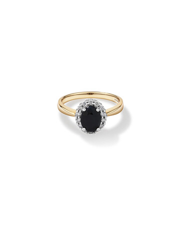 Ring with Sapphire & 1/4 Carat TW of Diamonds in 10ct Yellow & White Gold Ring with Sapphire & 1/4 Carat TW of Diamonds in 10ct Yellow & White Gold