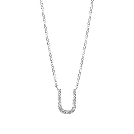 "U" Initial necklace with 0.10 Carat TW of Diamonds in 10kt White Gold