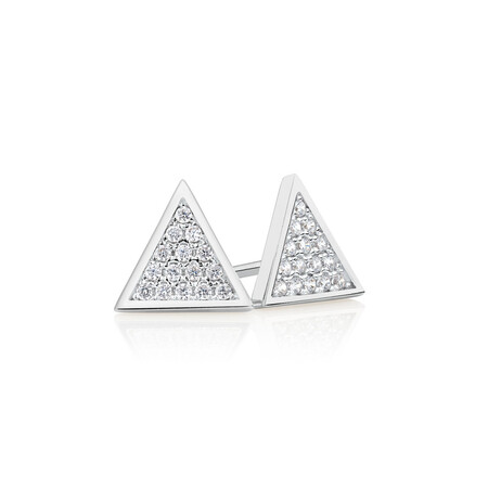 Stud Earrings with Cubic Zirconia in Sterling Silver Stud Earrings with Cubic Zirconia in Sterling Silver
