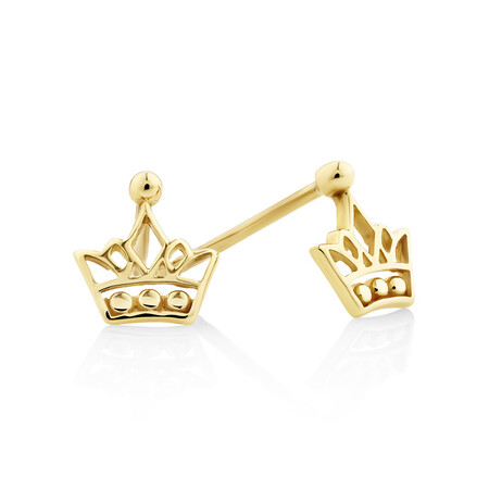 Crown Stud Earrings in 10ct Yellow Gold Crown Stud Earrings in 10ct Yellow Gold